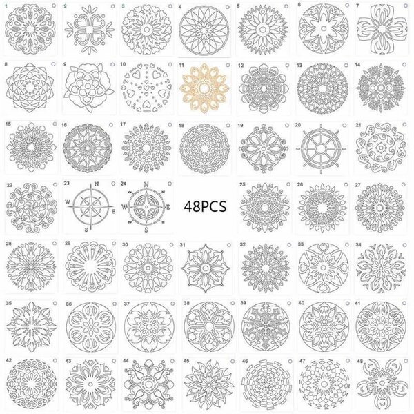 Mandala stencil, rajzsablon 48 db