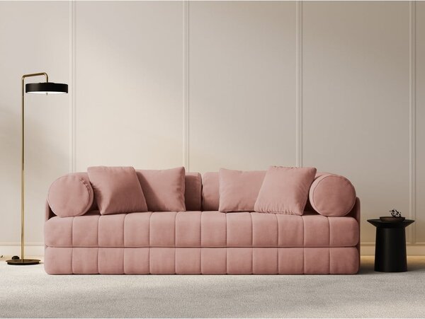 Rózsaszín bársony kinyitható kanapé 206 cm Kemi – Cosmopolitan Design
