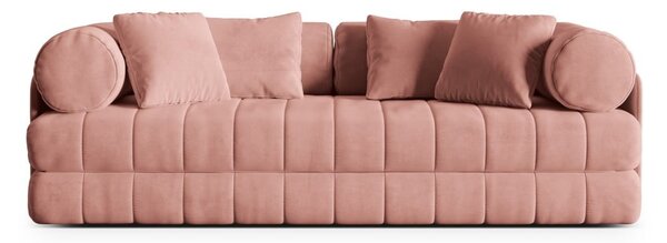 Rózsaszín bársony kinyitható kanapé 206 cm Kemi – Cosmopolitan Design