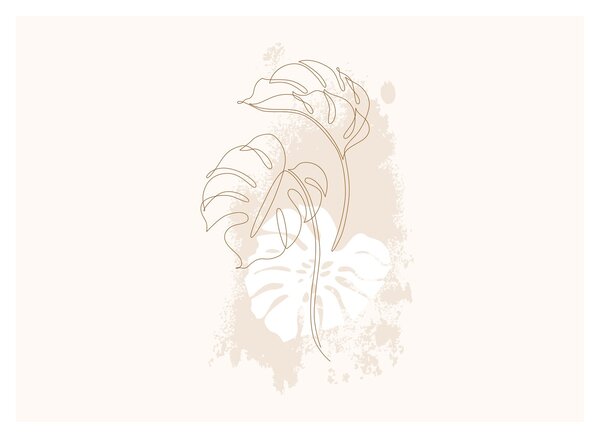 Üveg kép - Line art monstera N⁰1 (70x50 cm)