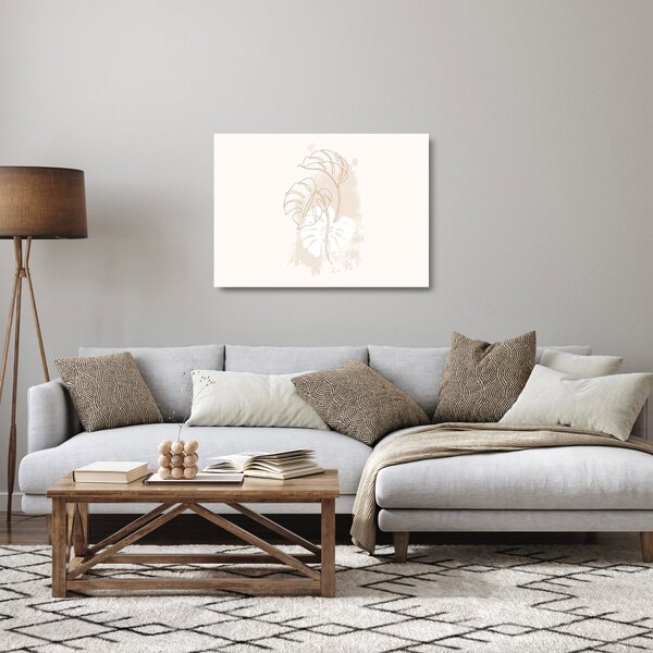 Üveg kép - Line art monstera N⁰1 (70x50 cm)