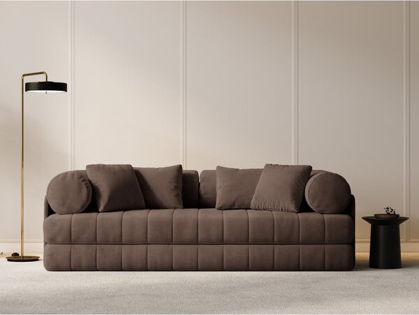 Barna bársony kinyitható kanapé 206 cm Kemi – Cosmopolitan Design