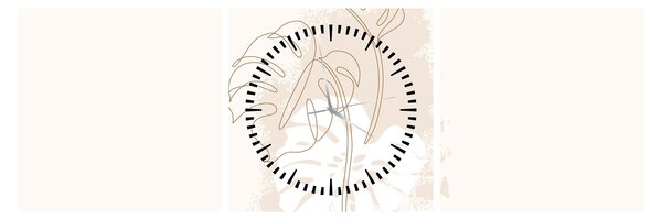 Kép - Line art monstera N⁰1 (órával) (90x30 cm)