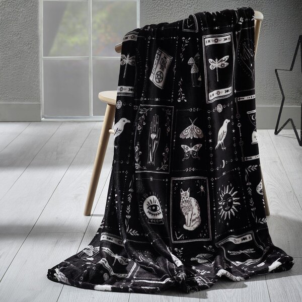 Fekete mikroplüss takaró Halloween mintával 130x170 cm Enchanted Witchcraft – Catherine Lansfield