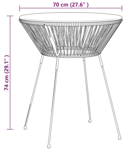 5 részes fekete PVC rattan kültéri étkezőgarnitúra