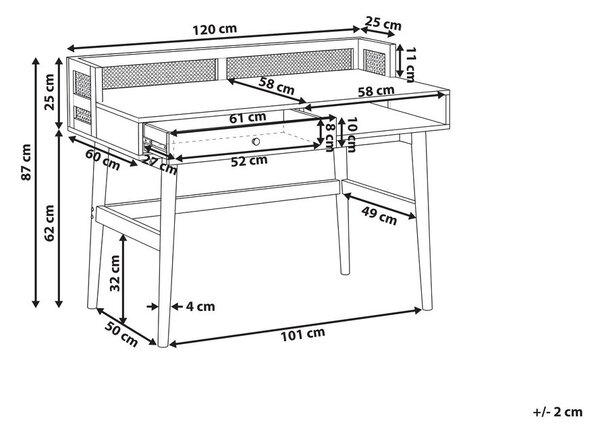 Íróasztal NOVEN Világosbarna 120 cm 60 cm
