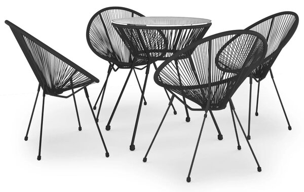 5 részes fekete PVC rattan kültéri étkezőgarnitúra