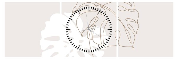 Kép - Line art monstera N⁰2 (órával) (90x30 cm)
