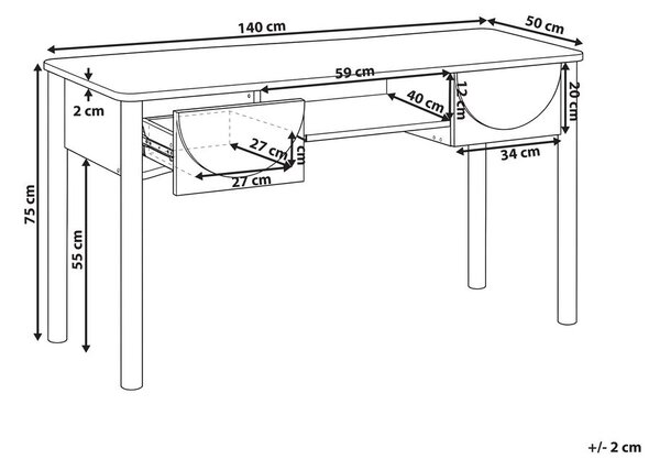 Íróasztal SENDRA Világosbarna 140 cm 50 cm