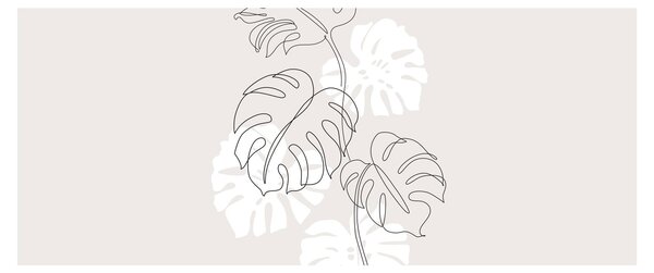 Kép - Vonalkép monstera N⁰3 (120x50 cm)