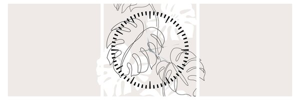 Kép - Vonalkép monstera N⁰3 (órával) (90x30 cm)
