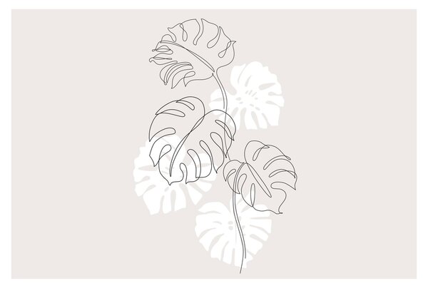 Kép - Vonalkép monstera N⁰3 (90x60 cm)