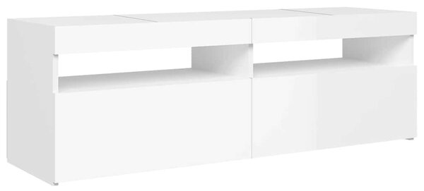 Magasfényű fehér TV-szekrény LED-lámpákkal 120 x 35 x 40 cm