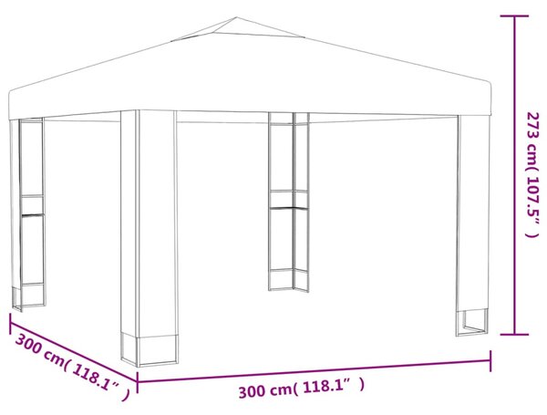 Antracitszürke pavilon duplatetővel 3 x 3 m
