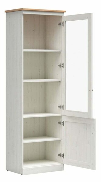 Könyvespolc Talvena 111, Zárt, Ajtókkal, Edzett üveg, Laminált forgácslap, 201x63x43cm, Artisan tölgy, Anderson fenyő