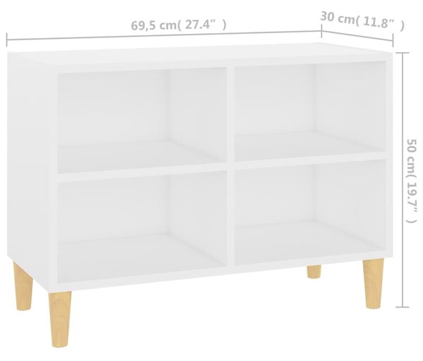 Fehér TV-szekrény tömör falábakkal 69,5 x 30 x 50 cm