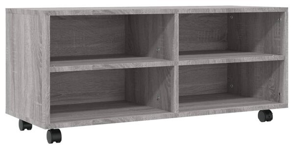 Szürke sonoma színű szerelt fa TV-szekrény görgőkkel 90x35x35cm
