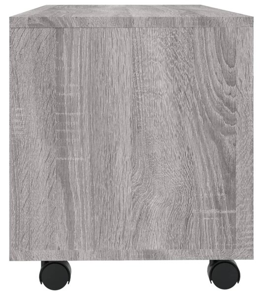 Szürke sonoma színű szerelt fa TV-szekrény görgőkkel 90x35x35cm