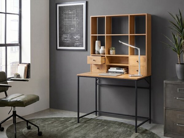 Íróasztal TAVRA Világosbarna 105 cm 60 cm polcokkal fiókokkal