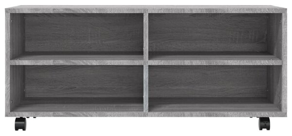 Szürke sonoma színű szerelt fa TV-szekrény görgőkkel 90x35x35cm