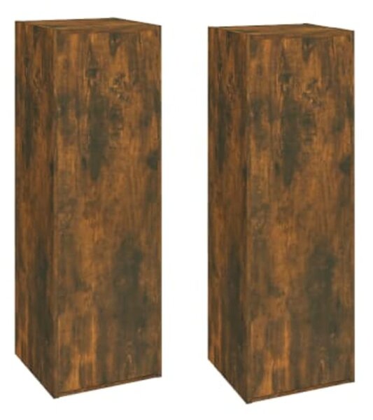 2 db füstös tölgy színű szerelt fa TV-szekrény 30,5x30x90 cm