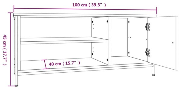 Szürke sonoma színű szerelt fa TV-szekrény 100x40x45 cm