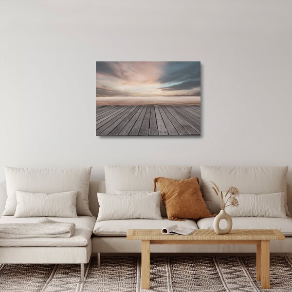 Üveg kép - Móló naplementében (70x50 cm)