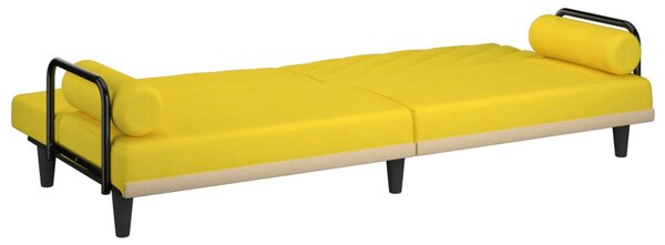 VidaXL világossárga szövet kanapéágy karfákkal