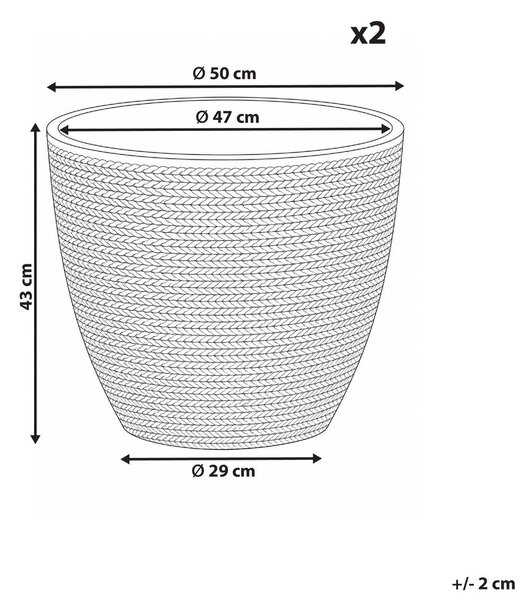 Kétdarabos virágcserép szett FRITILLARIA 50 cm Szürke