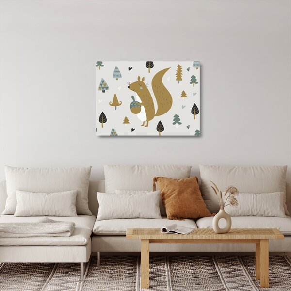 Üveg kép - Mókus dióval (70x50 cm)
