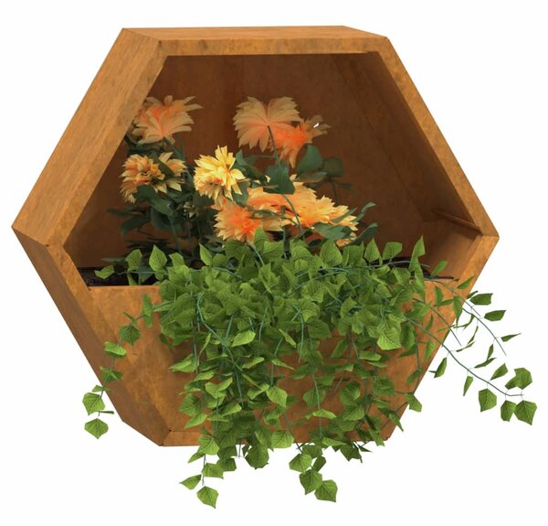 2 db rozsda színű corten acél fali növénytartó 30 x 10 x 25 cm