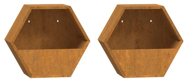 2 db rozsda színű corten acél fali növénytartó 30 x 10 x 25 cm
