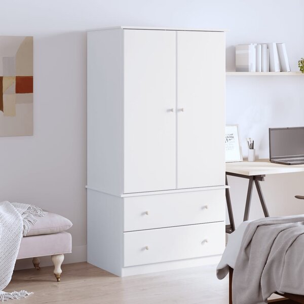 ALTA fehér tömör fenyőfa ruhásszekrény 90x55x170 cm