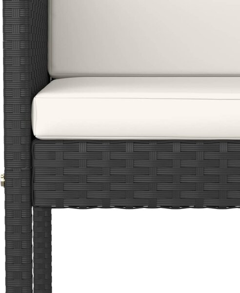 5 részes fekete polyrattan kerti bárszett párnákkal
