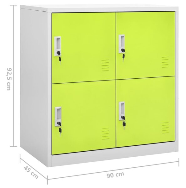 2 db világosszürke-zöld acél zárható szekrény 90x45x92,5 cm