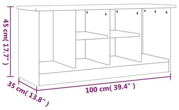 ALTA fehér tömör fenyőfa cipőszekrény 100x35x45 cm