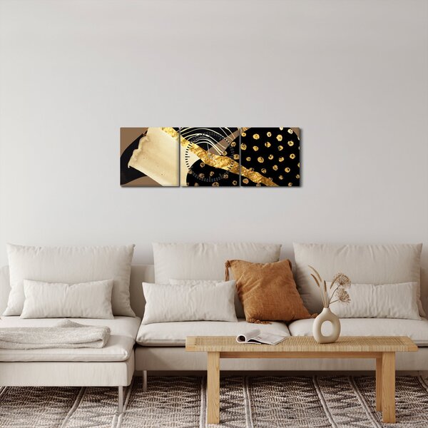 Kép - Absztrakció aranybarna N⁰1 (órával) (90x30 cm)