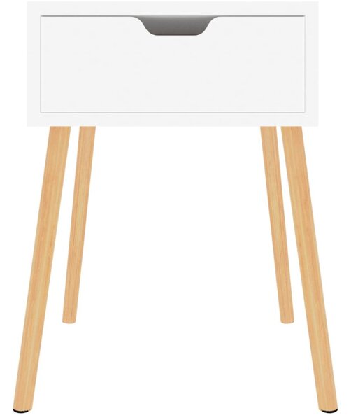 2 db magasfényű fehér szerelt fa éjjeliszekrény 40x40x56 cm