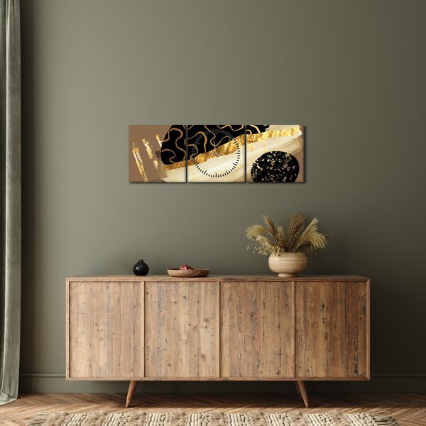 Kép - Absztrakció aranybarna N⁰3 (órával) (90x30 cm)