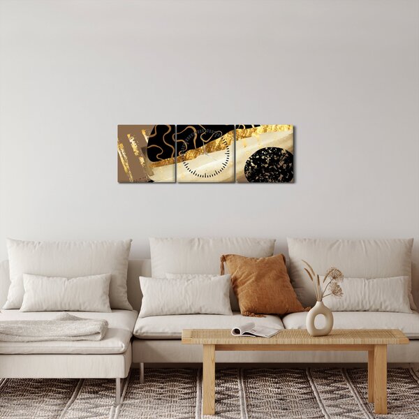 Kép - Absztrakció aranybarna N⁰3 (órával) (90x30 cm)