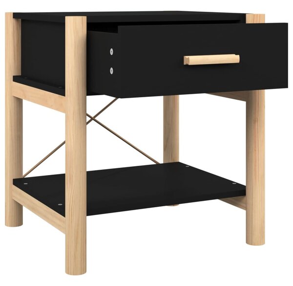 2 db fekete szerelt fa ágy melletti asztal 42 x 38 x 45 cm