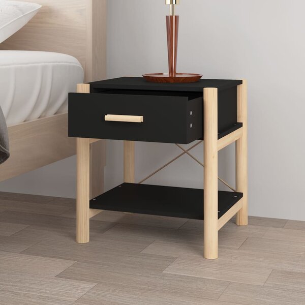 2 db fekete szerelt fa ágy melletti asztal 42 x 38 x 45 cm