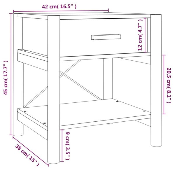2 db fekete szerelt fa ágy melletti asztal 42 x 38 x 45 cm