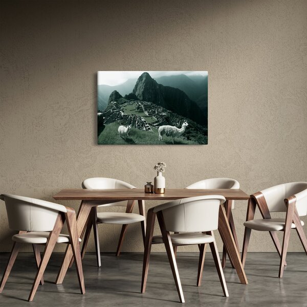 Kép - Lámák a perui Machu Picchunál (90x60 cm)