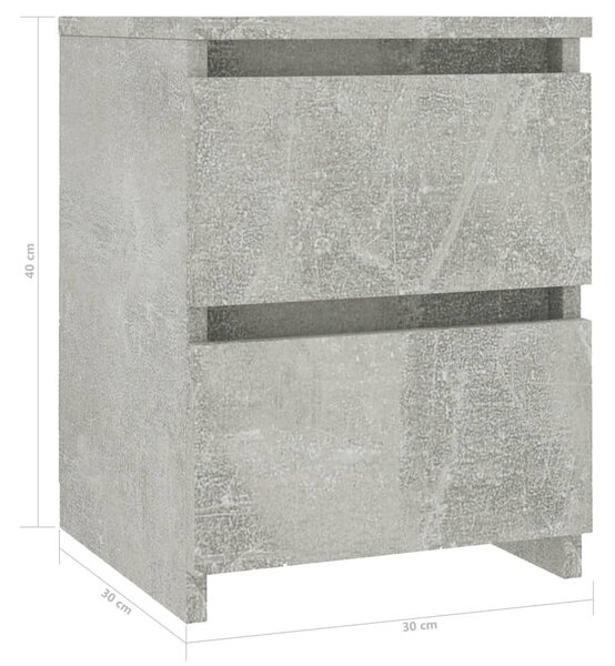 2 db betonszürke szerelt fa éjjeliszekrény 30 x 30 x 40 cm