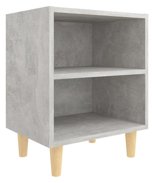 2 db betonszürke éjjeliszekrény tömör fa lábakkal 40x30x50 cm