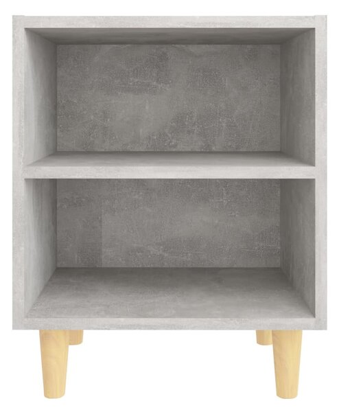 Betonszürke éjjeliszekrény tömör fa lábakkal 40 x 30 x 50 cm