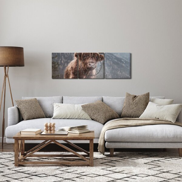 Kép - Highlander tehén (órával) (90x30 cm)