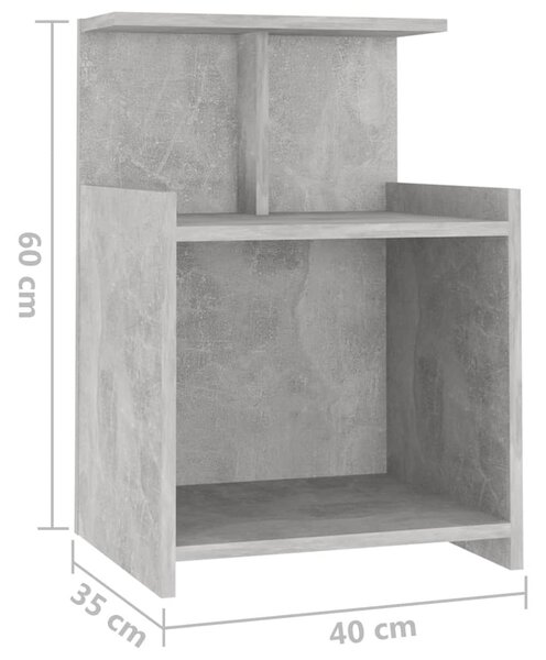 Betonszürke szerelt fa éjjeliszekrény 40 x 35 x 60 cm