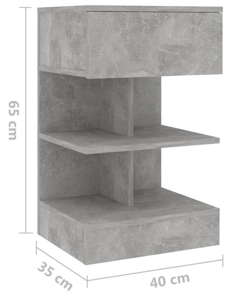 Betonszürke szerelt fa éjjeliszekrény 40 x 35 x 65 cm
